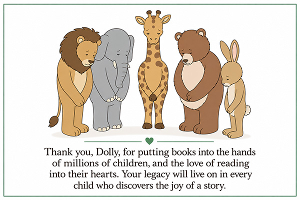 A tribute to Dolly Parton featuring The Children's Reading Foundation characters