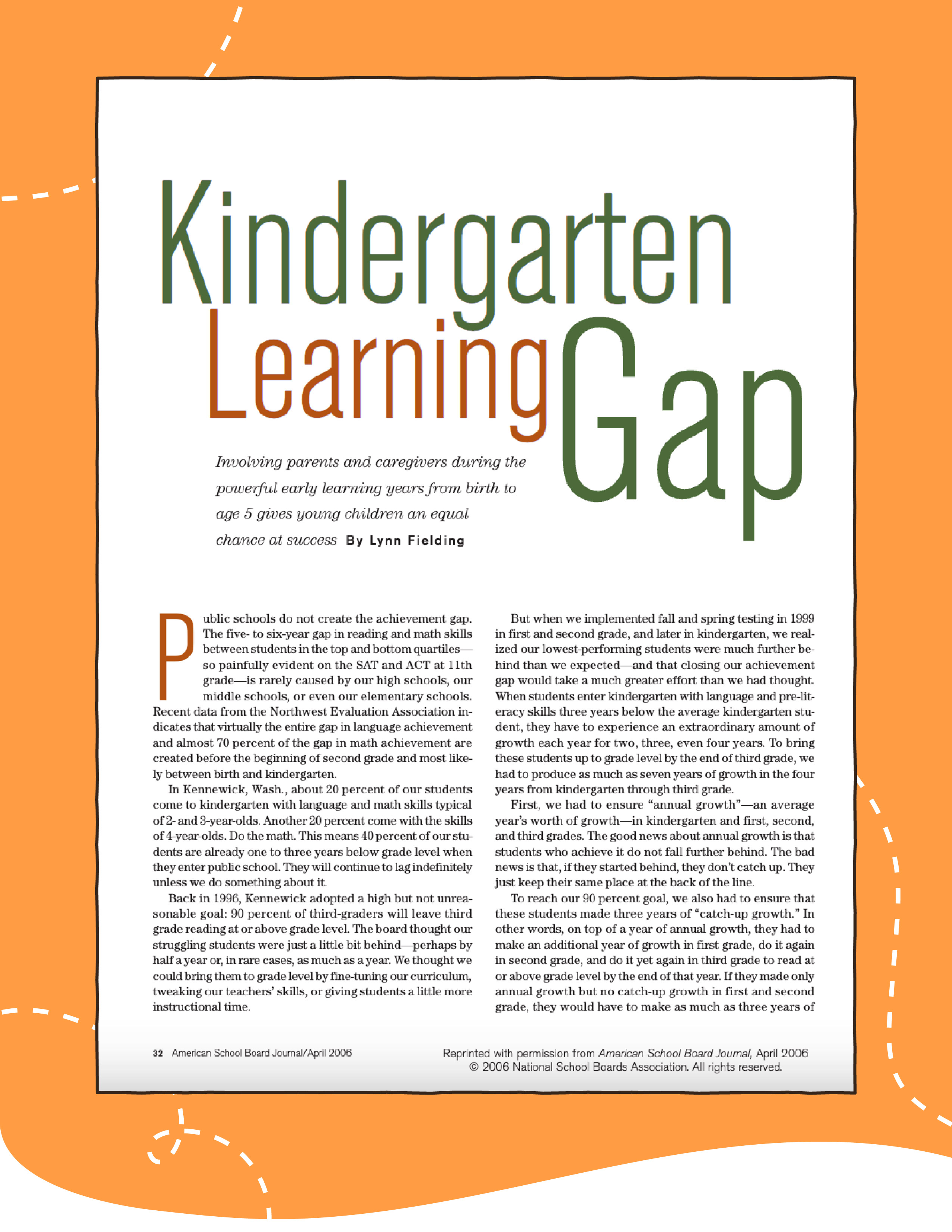 Kindergarten Learning Gap American School Board Journal