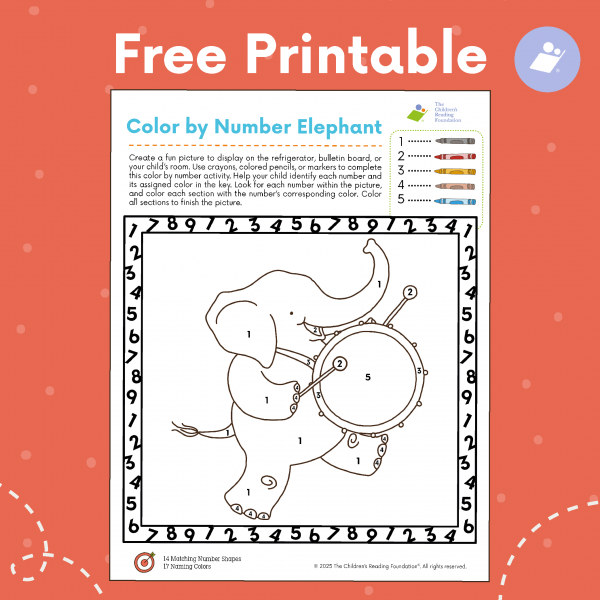 Color by Number Elephant