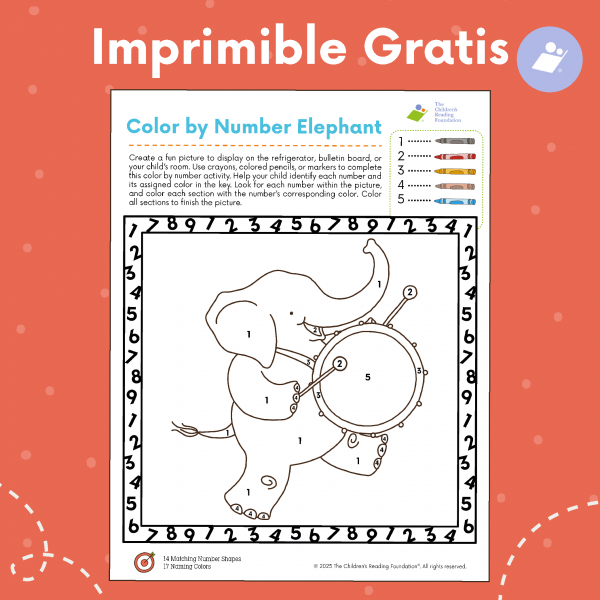 Elefante para Colorear según los Números