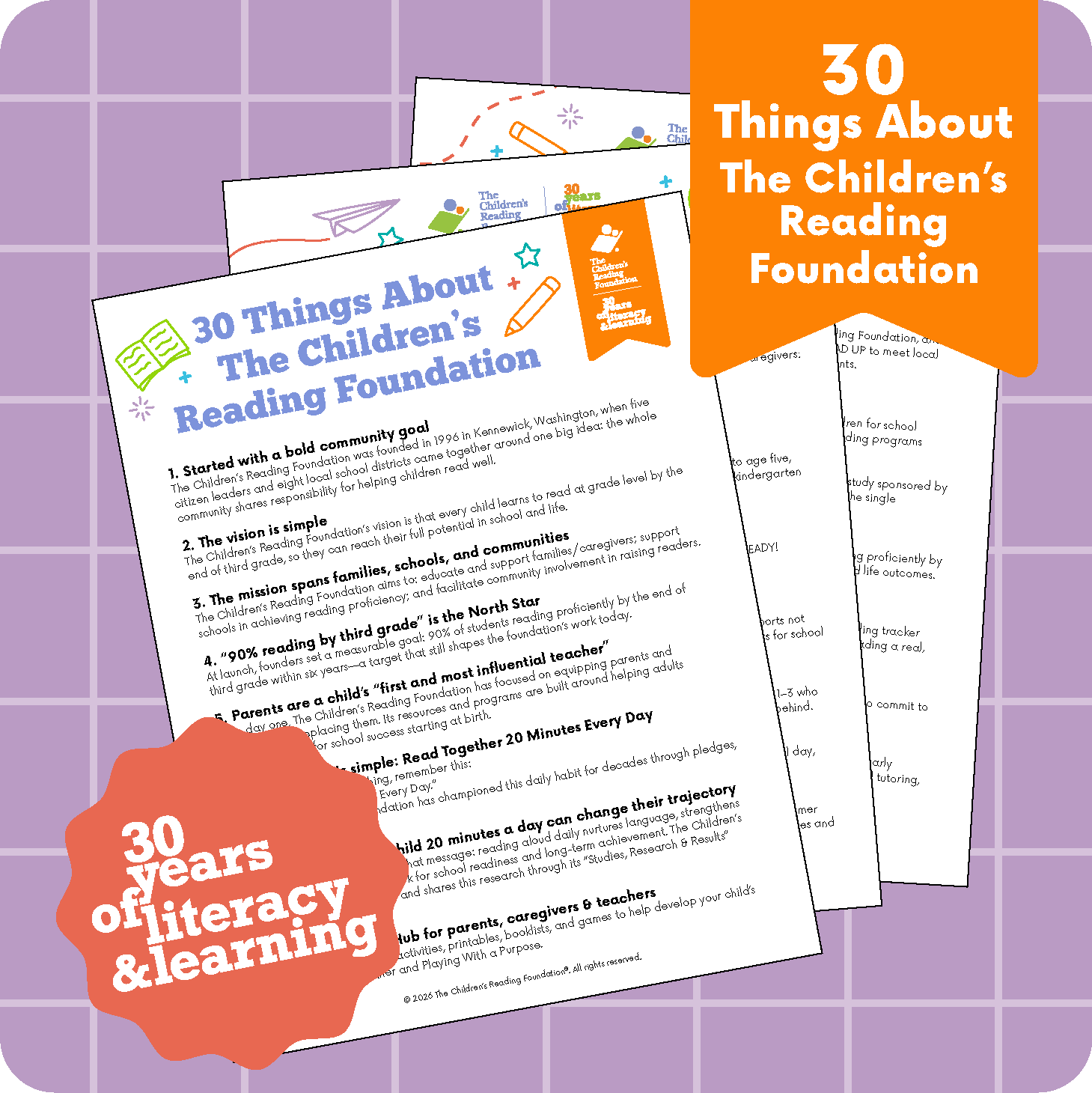 30 things about The Children's Reading Foundation