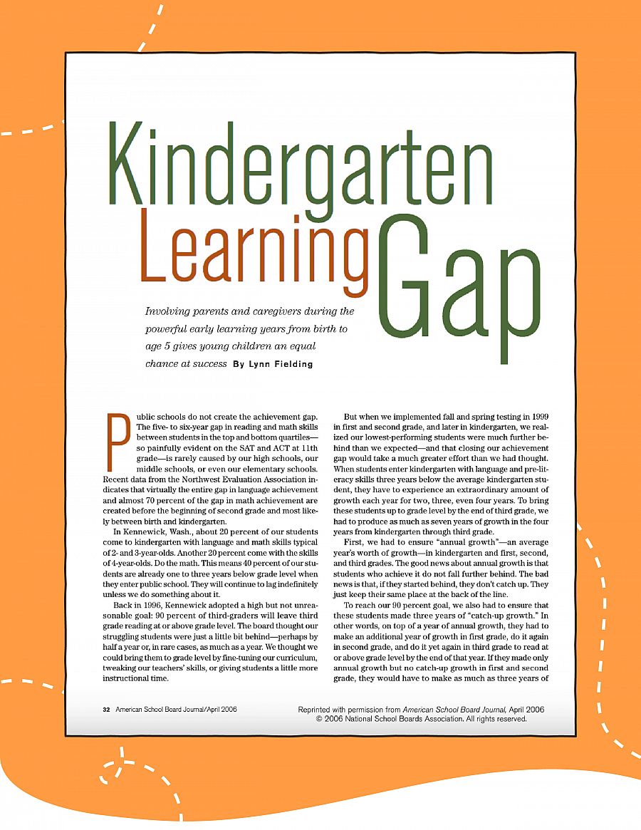 Kindergarten Learning Gap American School Board Journal